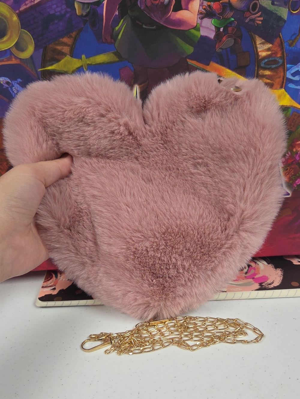 Plush Heart Crossbody Bag - Blush Pink